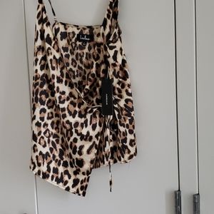 Animal print wrap shirt nwt
